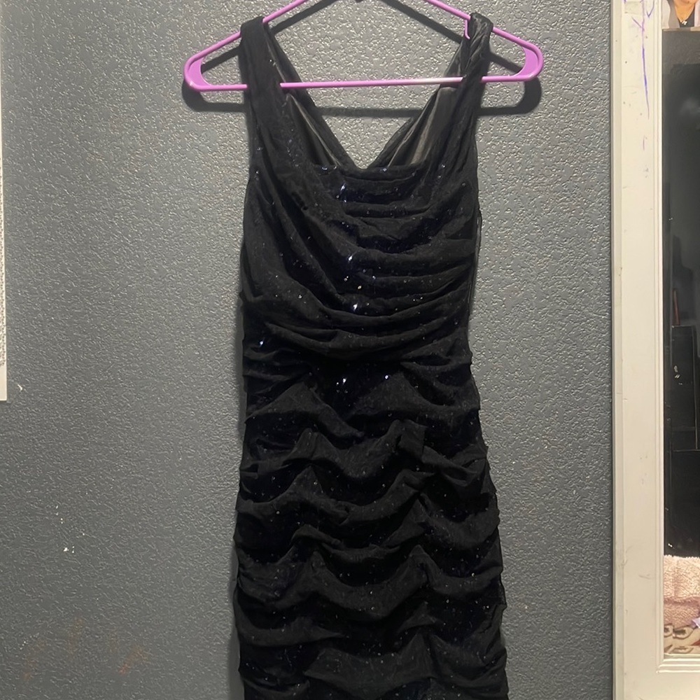 Blue sparkle mesh dress
